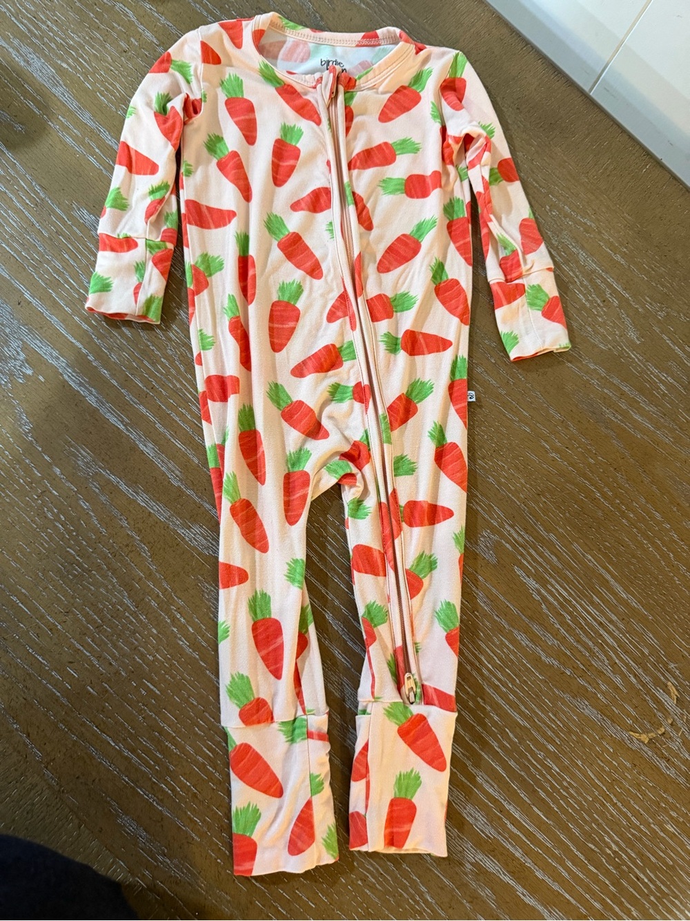 Birdie Bean Carrot Print footless sleeper